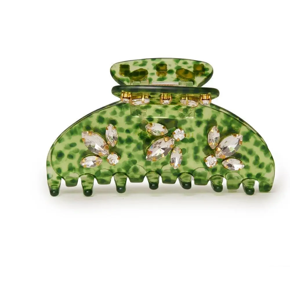 Lele Sadoughi 14k Gold Crystal Acetate Claw Clip Green NWT